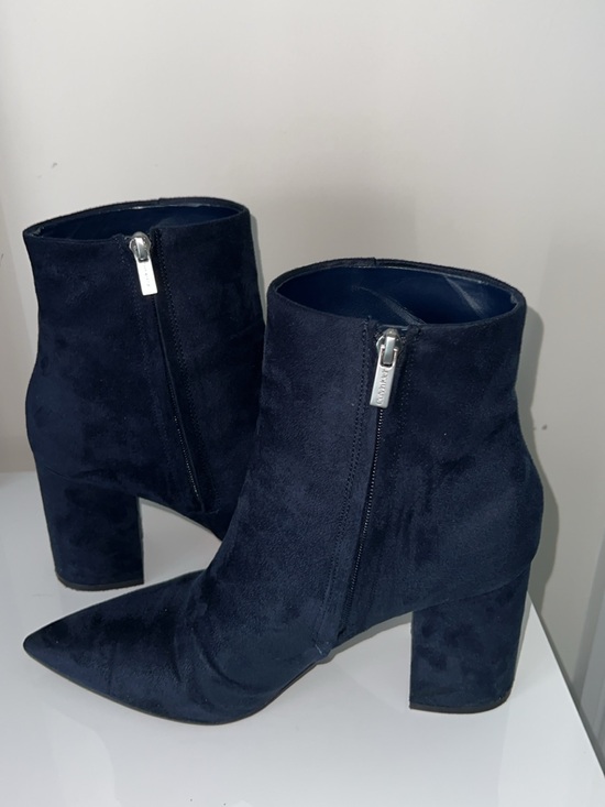 Calvin Klein Shoes - Calvin Klein Navy Suede Chunky Heel Boots